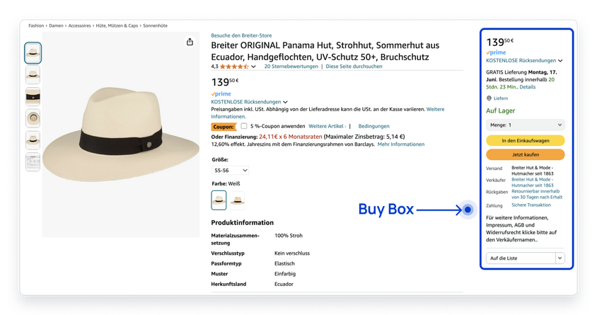 Amazon Buy Box er feltet til højre på Amazon-produkt siden, der indleder salgsprocessen.