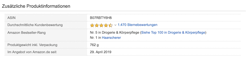 Haarschneider Hatteker Amazon-വിൽപ്പന റാങ്ക്
