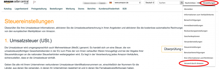 Amazon pan eu aktivieren einstellungen, amazon pan eu vat