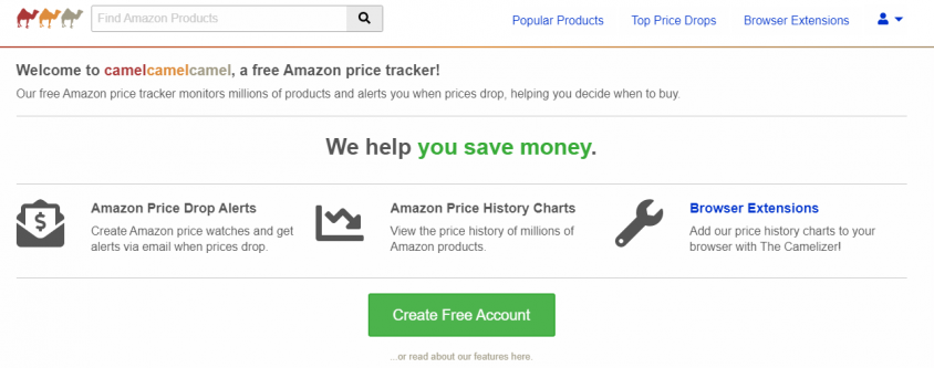 camelcamelcamel pris tracker på amazon
