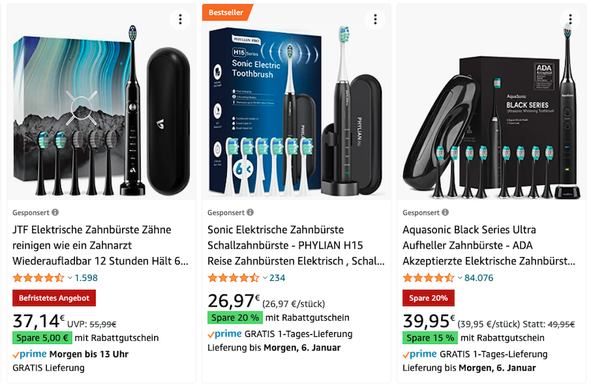 Tverrsnittsskjermbilde Amazon