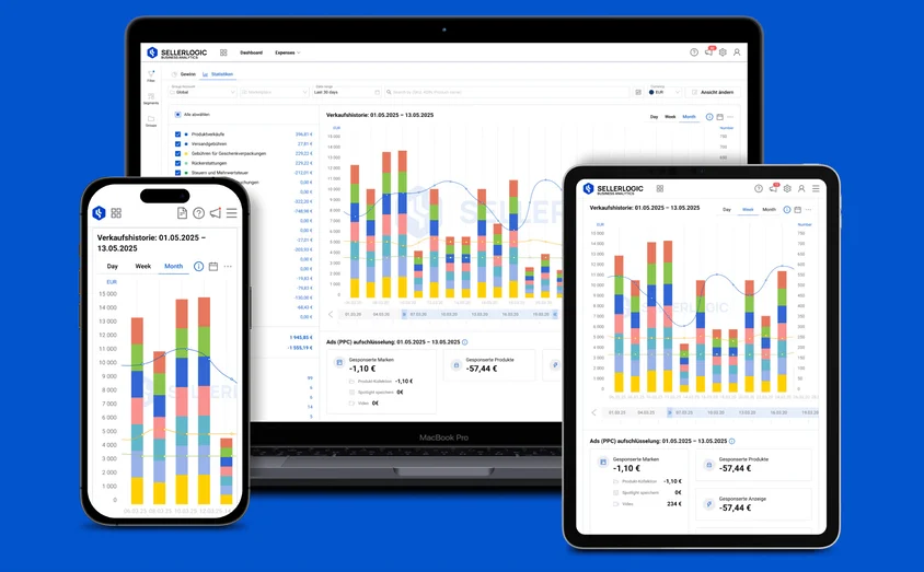 Das beste Amazon Sales Dashboard ist SELLERLOGIC Business Analytics.